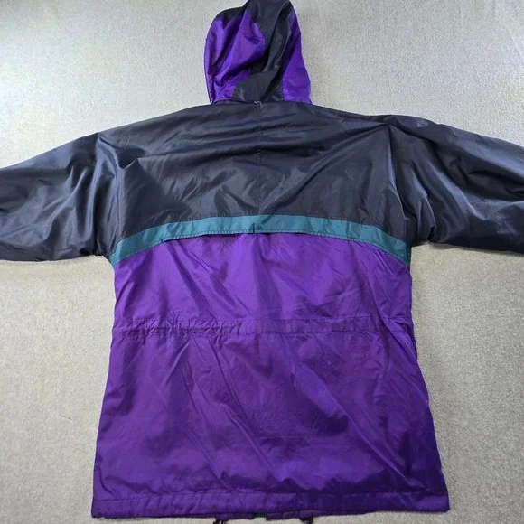 Helly Hansen Jacket Mens L Purple Parka Hooded Lined Pockets Zip Logo Fleece - Picture 8 of 8